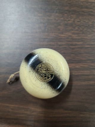 Vintage Duncan Yo - Yo Tournament Tops Wooden - White With Black Stripe
