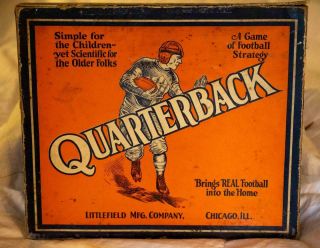Vintage 1914 Quarterback,  A Board Game Of Football Strategy.  Littlefield