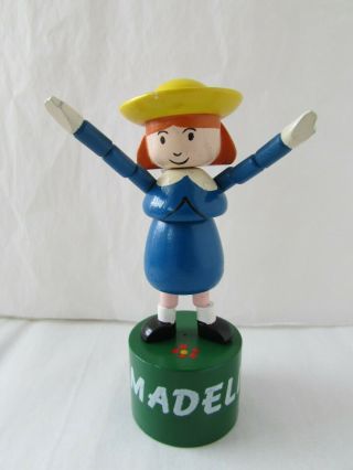 Vintage Schylling Madeline Wood Wooden Toy Thumb Puppet Push Toy Figurine Doll