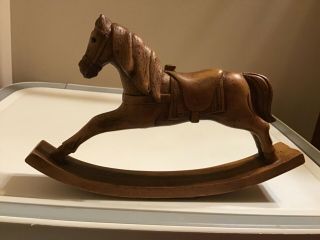 Hand Carved Wood Rocking Horse Figure 9 " Long 5 " Tall Gh 83