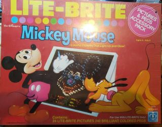 Nos Vintage Hasbro Lite Brite Light Pegs Disney Punch Sheets Mickey Mouse