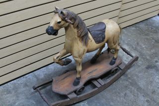 Custom Vintage Handmade Wooden Rocking Horse