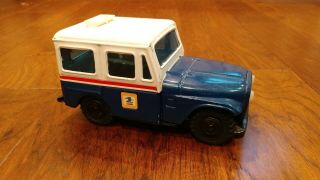 Vintage 1970 Us Mail Jeep Delivery Truck Metal Coin Bank Western Stamping Corp