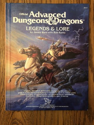 Nm - Legends & Lore 1984 1st Edition Dungeons & Dragons