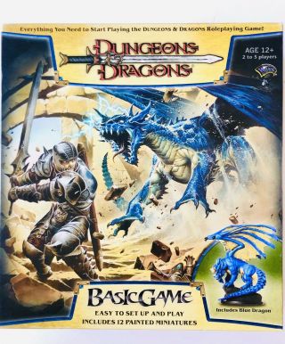Dungeons & Dragons Basic Board Game Blue Dragon Box 2006 No Dice & 11 Figures