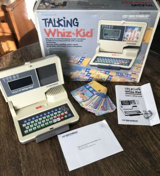 Vtech Talking Whiz Kid Vtg 1986 Computer Notebook 50 Cards Complete