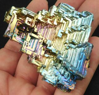 A Big Blue Pink Purple And Gold Colored Bismuth Crystal From Germany 155gr