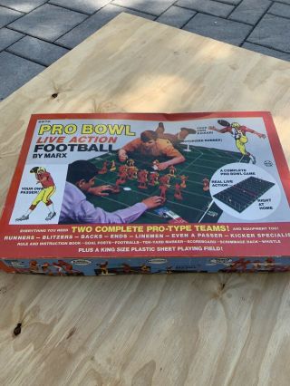 Vintage Marx Pro Bowl Live Action Football Game With Box Rare Playset