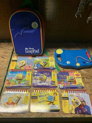 Leap Frog My First Leap Pad System,  7 Books,  8 Cartridges,  And Backpack