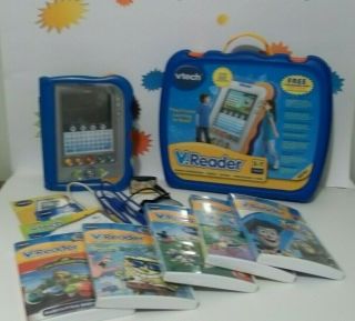 Vtech V.  Reader Interactive System E - Reading Touch Screen Blue 6 Games,  2 Cords