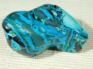 A Larger Polished Deep BLUE Chrysocolla PEBBLE With Shattuckite The Congo 174gr 3