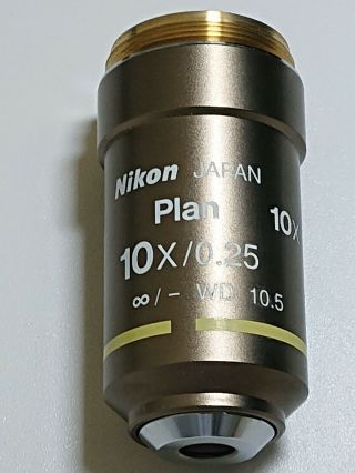 Nikon Plan 10x/0.  25 ∞/ - Wd 10.  5 M25 Infinity Eclipse Microscope Objective Lens