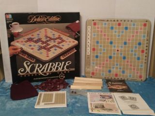 1989 Scrabble Deluxe Edition Turntable Rotating Board Game 100 Complete