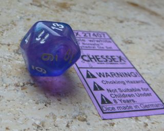 Chessex Borealis purple OG d20,  poly - set card - OOP dice 3