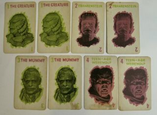 VINTAGE 1964 MONSTER OLD MAID CARD GAME,  COMPLETE w/BOX 2