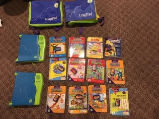 2 Leapfrog Leap Pad Learning Systemswith 12 Books Cartridges And Bags