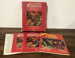 Dungeons And Dragons Basic Rules Set 1 1983 Tsr Classic Red Box - Some Dice