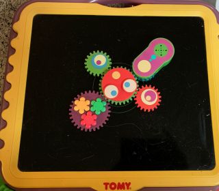Vintage 1997 Tomy Gearation Mechanical Magnetic Gear Board With 5 Gears