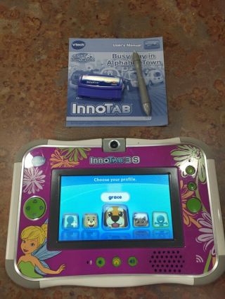 Vtech Innotab 3s Disney Tinkerbell Learning Tablet Game System W/ 2 Games