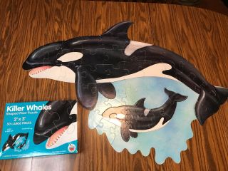 Vintage Floor Puzzle Frank Shaffer Publication 1992 Killer Whales Complete