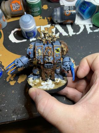 Warhammer 40k Space Wolves Murderfang Dreadnought.  Built And Painted.