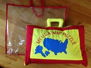 Almas Designs Plush My Usa Map Puzzle In Soft Zip Carry Case