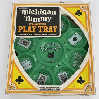 Vintage Transogram Michigan Rummy Plastic Play Tray Black Cat