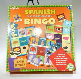 Spanish Vocabulary Bingo Learn Spanish Vocabulary Game Set By Eeboo T3