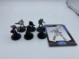 6 Figure Set Star Wars Miniatures Anakin Droid Asajj Clone Luminara With Cards