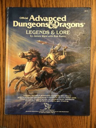 Exc - Legends & Lore 1984 1st Print 1st Edition Dungeons & Dragons
