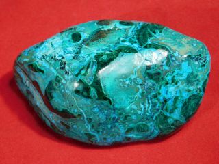 A Big Polished Deep Blue Chrysocolla Pebble With Shattuckite The Congo 244gr