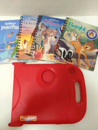 Electronic Story Reader Learning System Replacement Reader Red W/ 4 Books
