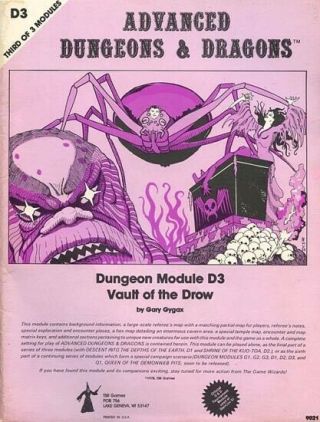 D3 Vault Of The Drow Vgc 4th Prt 9021 D&d Ad&d Mono Module Dungeons Dragons Tsr