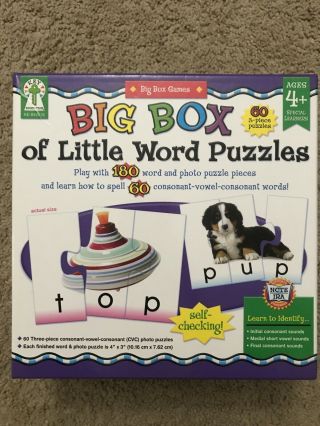 Big Box Of Little Word Puzzles Ages 4,  Kids Complete Set Of 60 3 - Piece Puzzles