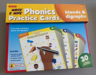 Lakeshore Write Wipe Phonics Cards Blends Digraphs Learning Education Reading