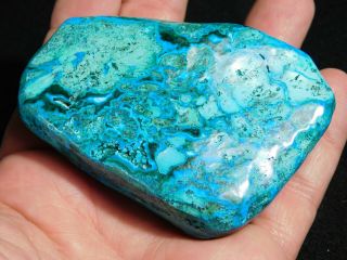 A Larger Polished Deep BLUE Chrysocolla PEBBLE With Shattuckite The Congo 116gr 2