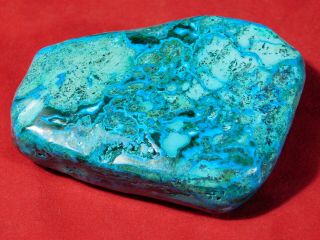 A Larger Polished Deep BLUE Chrysocolla PEBBLE With Shattuckite The Congo 116gr 3