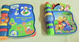 2 Vtech Talking Books - Winnie The Pooh & Rhyme & Discover Book (e)