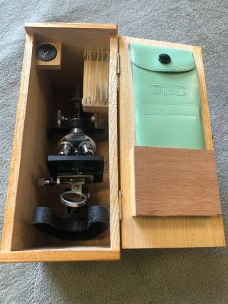 Microscope Perfect Model 802 Wood Case With Slides And Tools