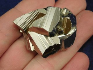 A Small and 100 Natural Rhombic Pyrite Crystal Cluster From Peru 69.  9gr 2