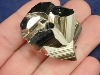 A Small and 100 Natural Rhombic Pyrite Crystal Cluster From Peru 69.  9gr 3