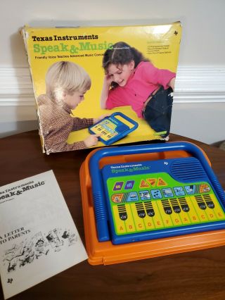 Vtg 1980s Texas Instruments Speak And Music Keyboard Electronic Teaching Toy