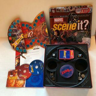 Scene It? Marvel Deluxe Edition Dvd Trivia Game Pre - Own Complete Metal Tin