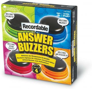 Learning Resources Recordable Answer Buzzers,  Talking Button,  Set Of 4