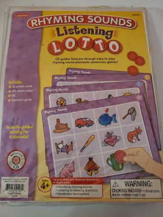 Lakeshore Rhyming Sounds Listening Lotto Ages 4,  Educational Learning Teaching