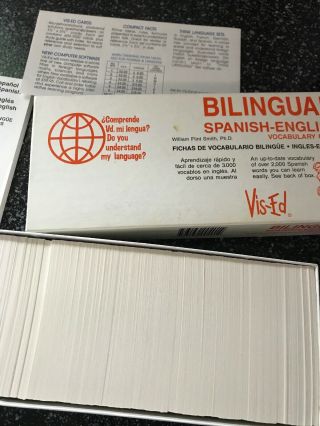 Bilingual Spanish English Vocabulary Cards Vis - Ed Wm Flint Smith Language Boxed