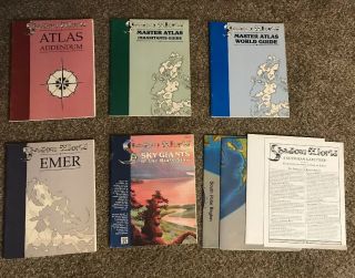 Shadow World Master Atlas,  Atlas Addendum,  Emer,  Sky Giants Set Of 5 Books,  3 Map