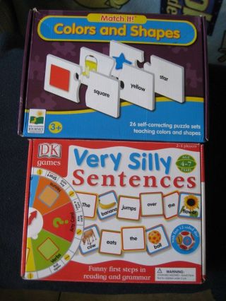 2 Board Games Very Silly Sentences Reading/grammar,  Match It Colors And Shapes