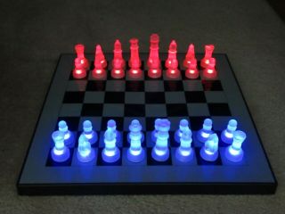 Led Glow Glass Chess Set Tabletop By Lumi - Source Inc - Blue/red Nos
