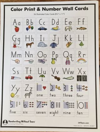 Handwriting Without Tears Wall Cards Letters And Numbers
